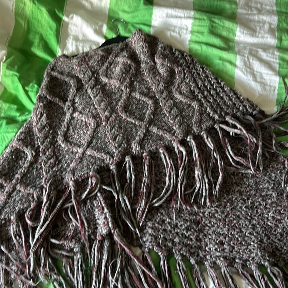 Beautifully knitted poncho great condition mason green and grey